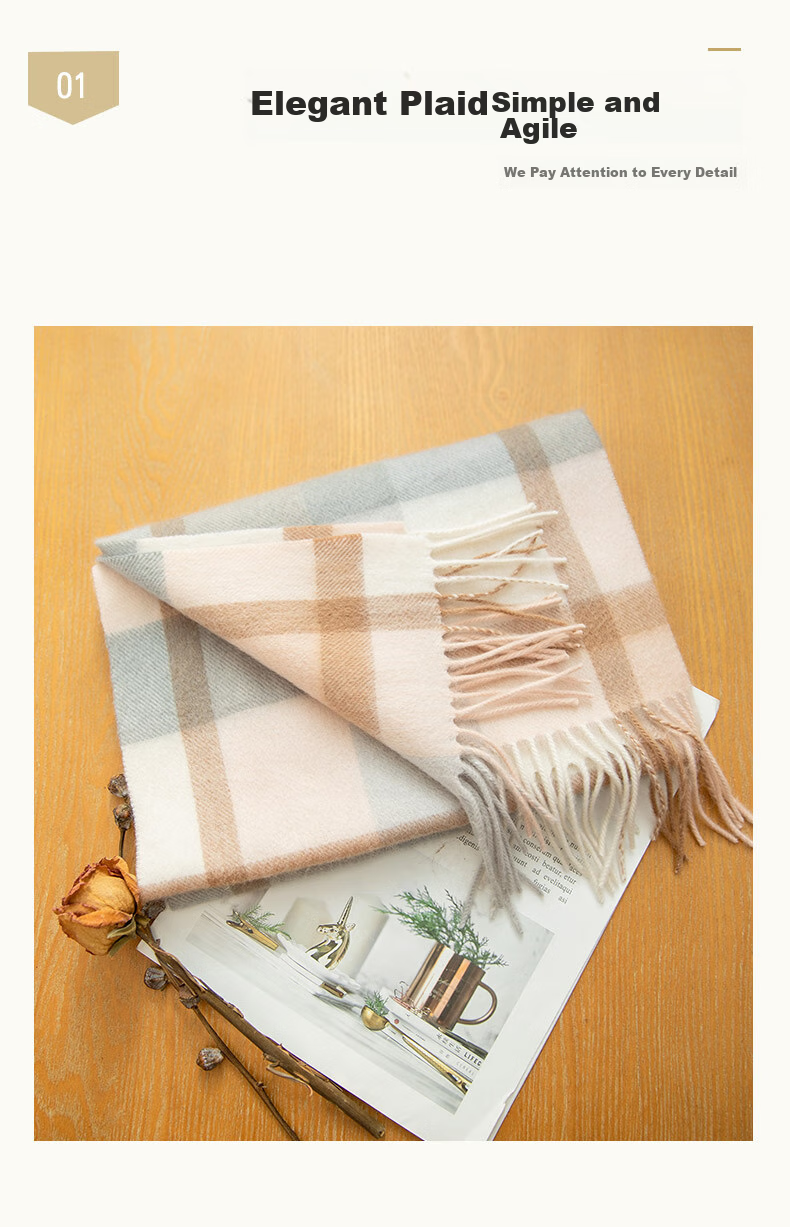Siggi [Gift Box] Pure Cashmere Scarf for Women, Autumn And Winter British Plaid Shawl, Warm Neck Wrap, Mid-Autumn Festival And New Year Gift 16