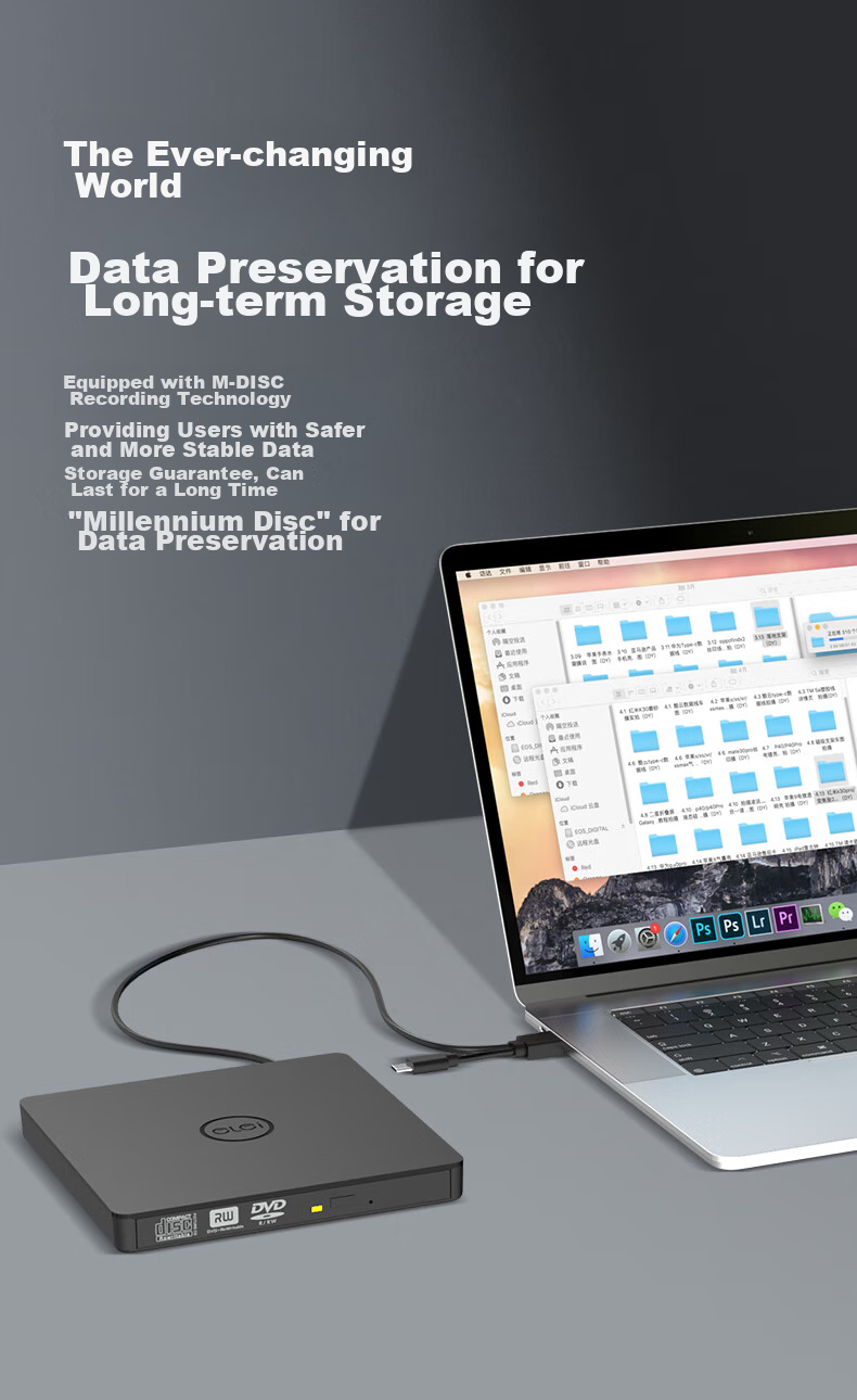 Elei USB External Optical Drive, Type-C External DVD Burner, Portable Optical Drive, CD/DVD External Drive, Compatible with Laptops And Desktop Computers 9