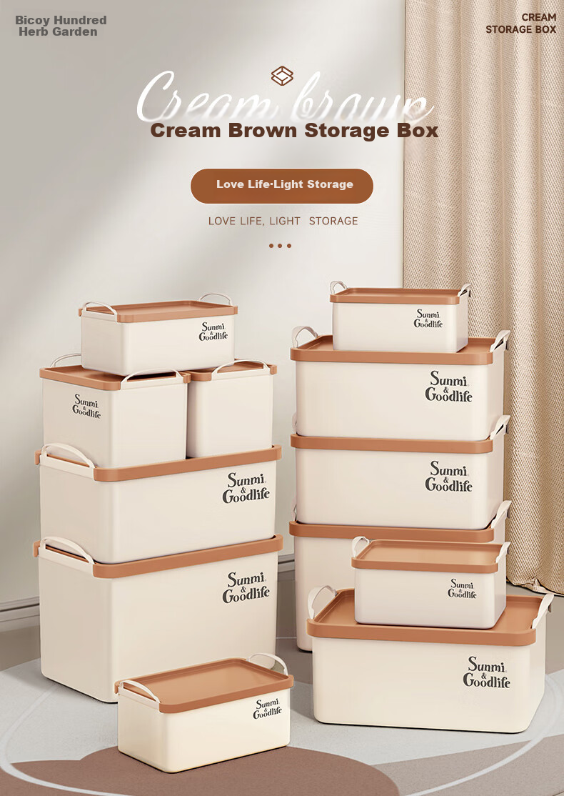 Baicaoyuan Portable Desktop Storage Box, Miscellaneous Item And Snack Organizer, Storage Container for Bedroom And Kitchen, Toy Storage with Lid, Shallow Large Size 1