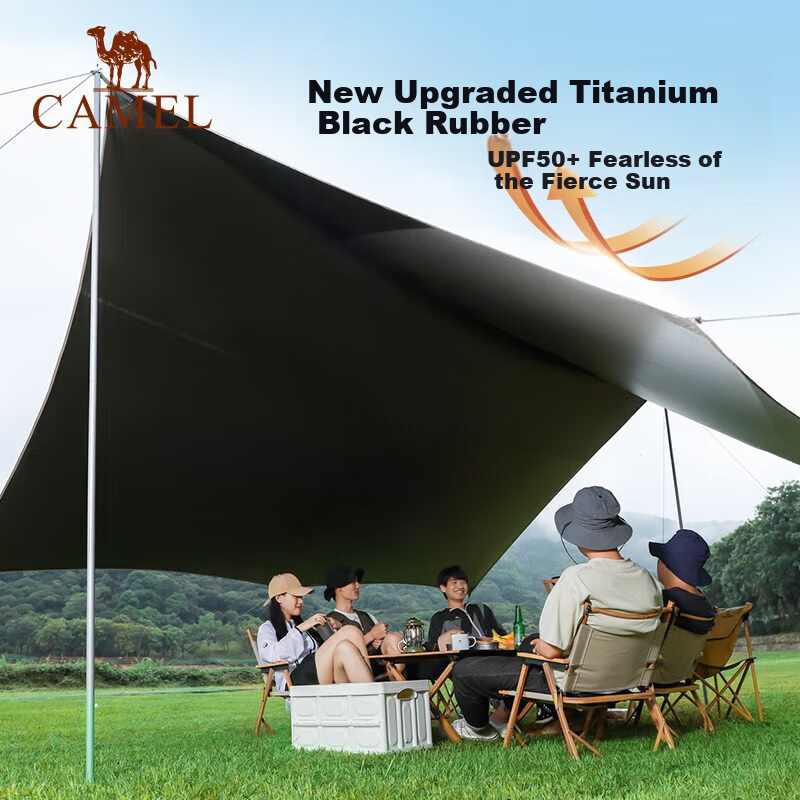 CAMEL [Galaxy 20] Outdoor Camping Octagonal Titanium Gold Black Gel Sky Tent 133CA6B020A, Sand Gold