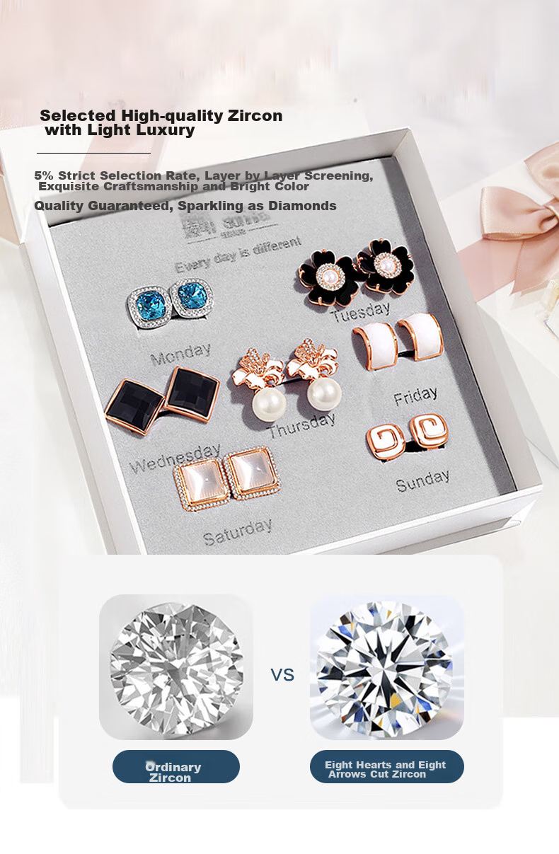 Dairuo No-earhole Ear Clips for Women, One-Week Earring Set, Face-Slimming Effect, Elegant And Luxurious Jewelry, Birthday Gift for Girlfriend 7