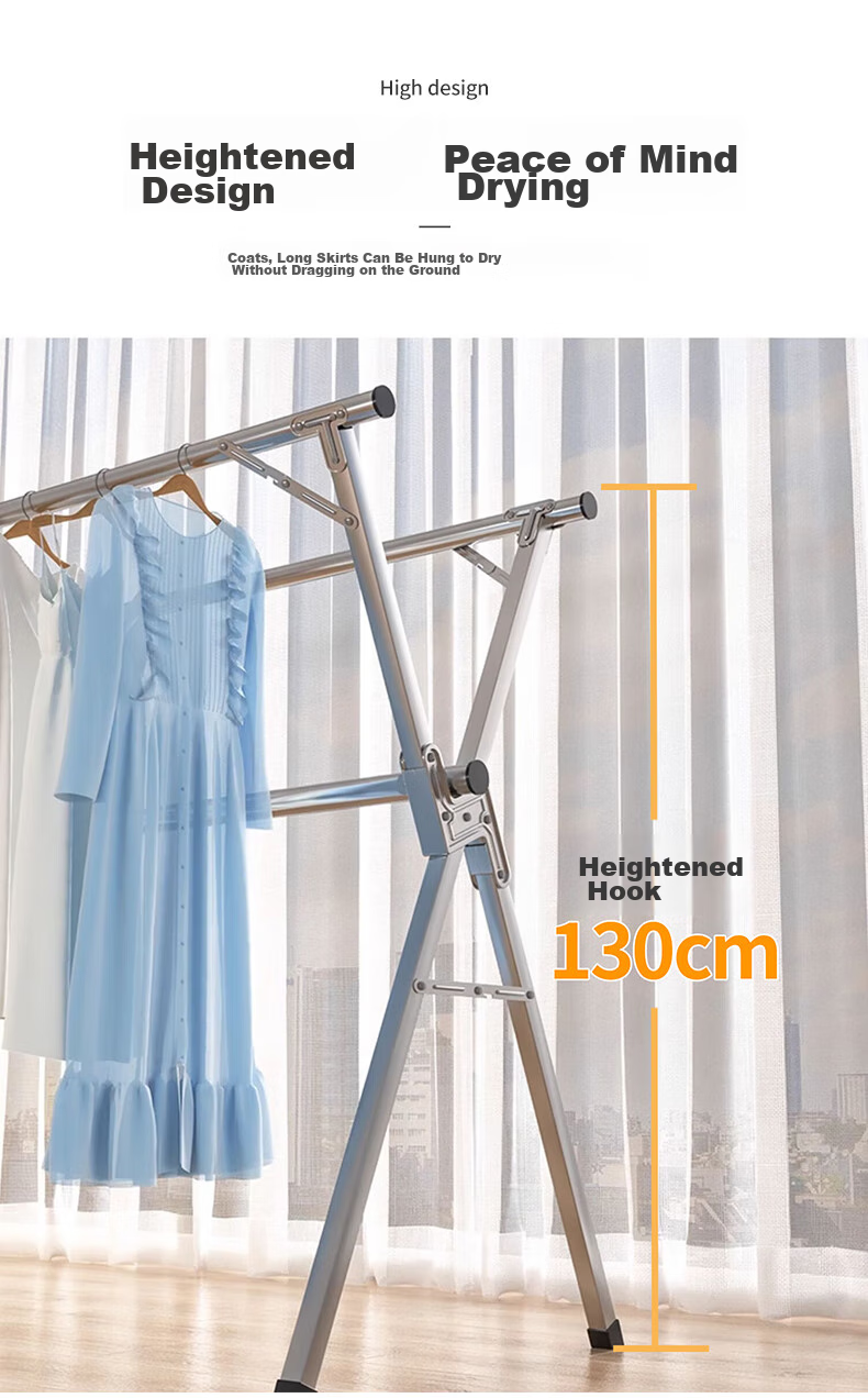 Quanpinwu Foldable Retractable Clothes Drying Rack, No Installation Required, Stainless Steel Balcony Laundry Hanger for Clothes And Bedding 6