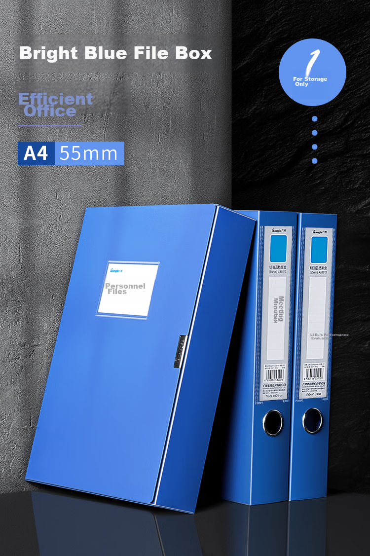 GuangBo 55mm A4 File Box Document Organizer with Velcro, Bright Blue, A88013 2