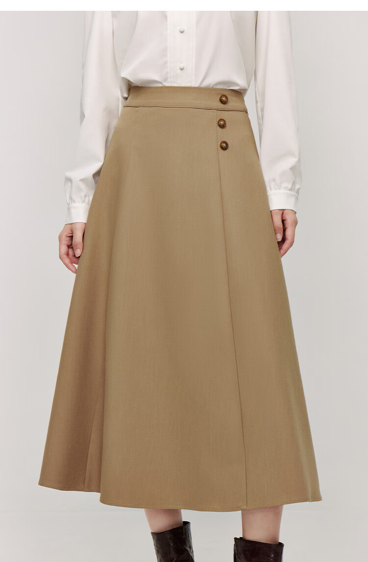 Inman Vintage Commuter Split Hem Cotton Mid-Length A-Line Skirt Autumn Women's Dark Blue - M 14
