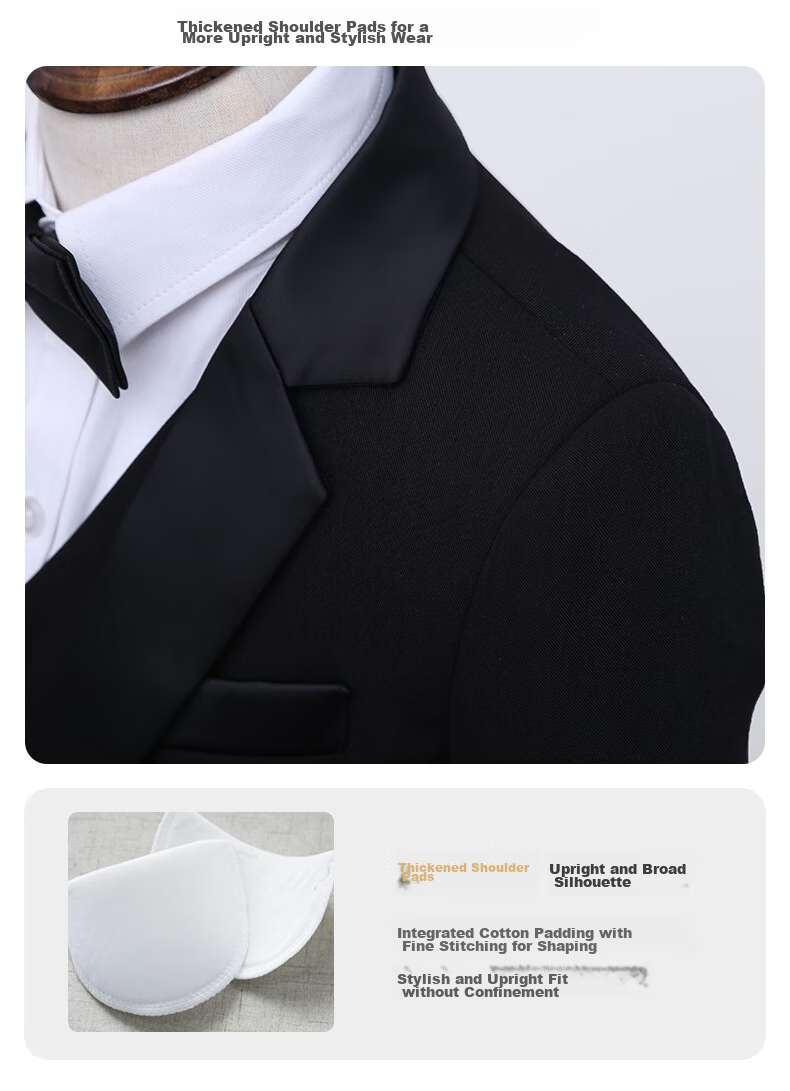 Luomeng Boys' Formal Suit Set, Little Host Piano Performance Outfit, Flower Boy Tailcoat, Black, Size 110 14