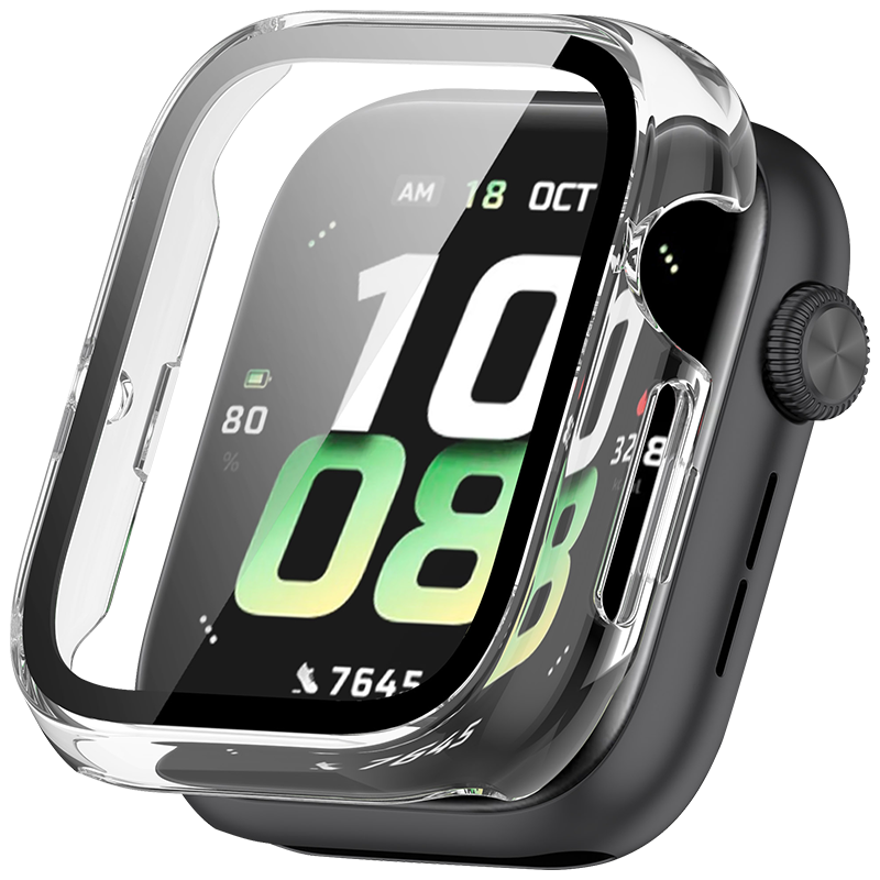 KMaxAI Compatible with Honor Watch 5 Protective Case + Screen Protector, All-In Watch5 Dial Protective Cover & Screen Tempered Glass Film, Anti-Scratch Hard Shell, Anti-Fingerprint Bracelet Case, Transparent