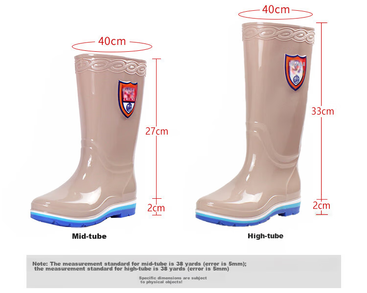 Huili Women's Tall Rain Boots, Fashionable Outdoor Wear-Resistant Non-Slip Rubber Shoes, Waterproof Boots, Long Rain Boots 03-1 Ka Zhong 38 3