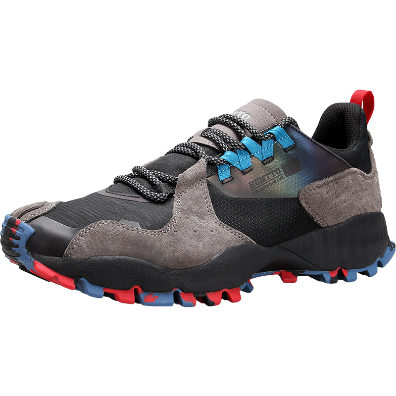 HUMTTO Men's Outdoor Hiking Boots, Comfortable Breathable Casual Trekking Shoes, Non-Slip Wear-Resistant Climbing Shoes, Dark Gray-Black, Size 44
