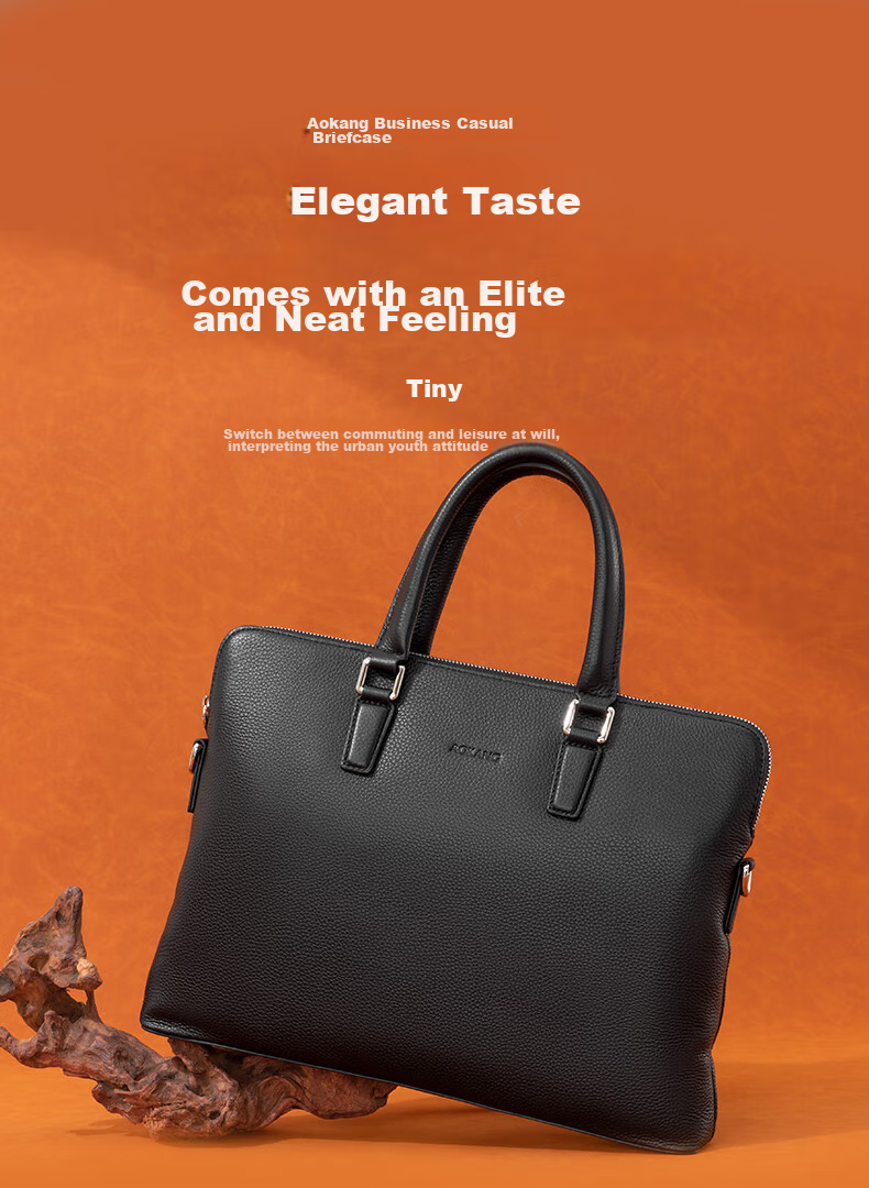 Aokang Men's Business Briefcase, Top-Grain Leather, Shoulder Crossbody Laptop Bag, Birthday Gift for Husband 1