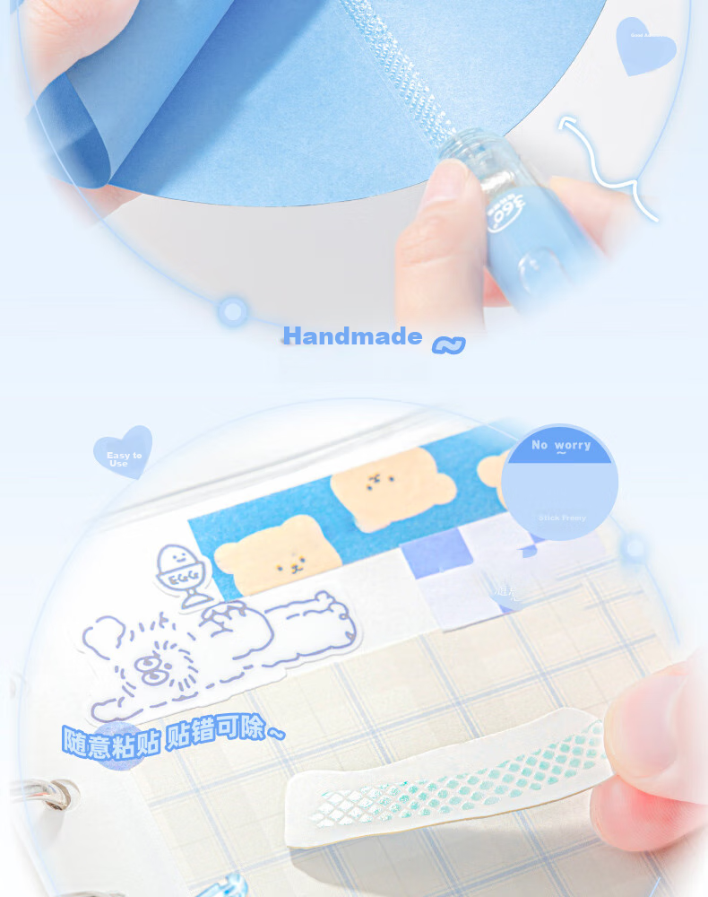 Sannianerban 5-Pack Retractable Dot Glue Pen, Children's Stylish High-Capacity Double-Sided Adhesive, Replaceable Core, Invisible Glue Pen Refill, Round Dots, Simple Style in 5 Colors 11