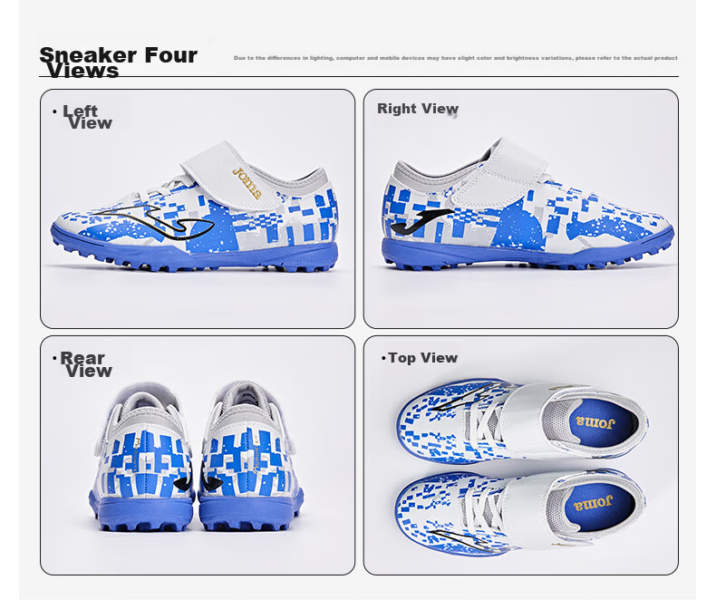 JOMA Soccer Shoes for Children, TF Turf Cleats for Boys And Girls, Youth And Elementary School Students, Retro Classic Football Training Shoes, White And Gold, Size 31 14