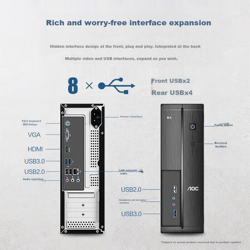 AOC Glory 920 Desktop Computer Business Office PC (14th Gen i5-14400F, 16GB RAM, 512GB SSD, 4GB Dedicated Graphics, Keyboard and Mouse) 8