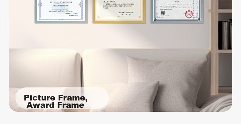 XYBP Business License Display Frame Wall-Mounted Magnetic Holder without Drilling, Certificate Showcase, Business Permit Display Stand (A3 Silver) 24