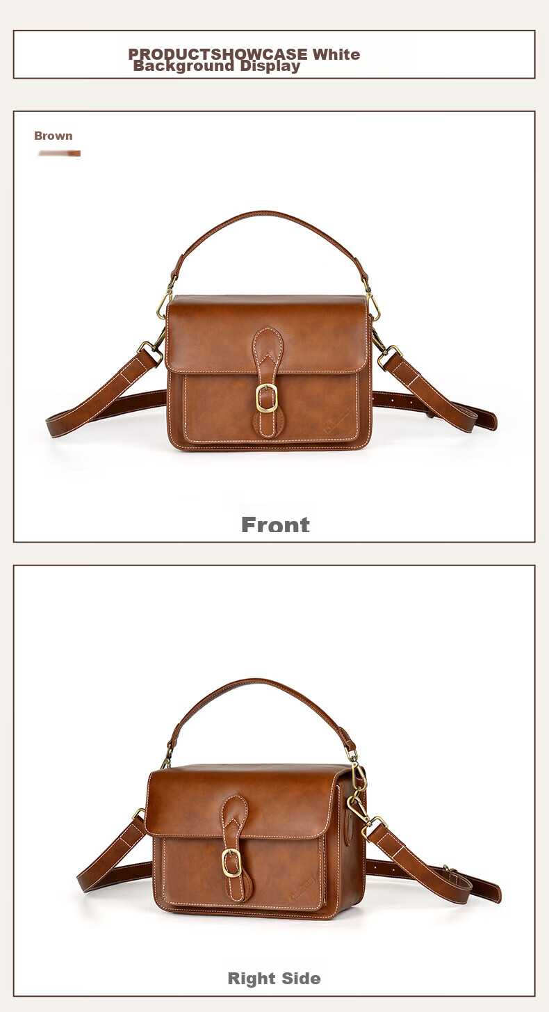 CWATCUN Shoulder Camera Bag, Photography Bag, Crossbody Handheld Vintage Women's Camera Bag, Mirrorless DSLR Handmade Sewn Commuter Bag 16
