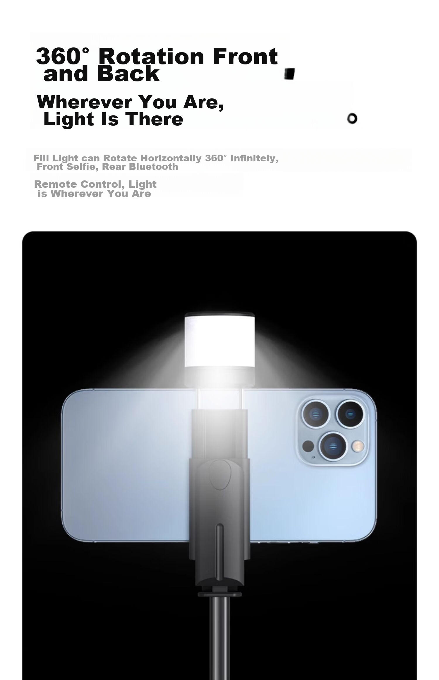 LINGCHEN Selfie Stick Tripod, Handheld Selfie Device, 360-Degree Rotation, Fully Automatic, Multifunctional, Anti-Shake, Phone Floor Stand, Outdoor Photography, Portable LC-Q12S Photography Handle 8