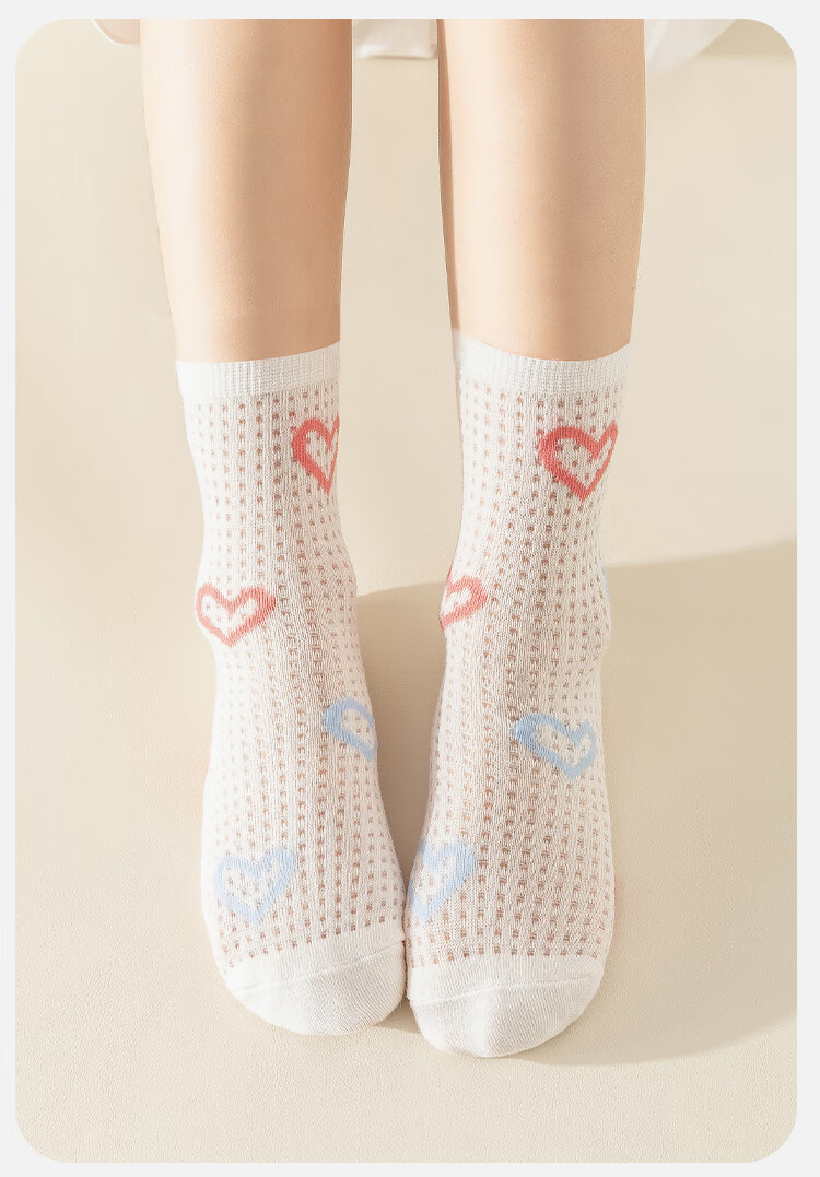 MiiOW Children's Socks, Summer Girls' Thin Mesh Cotton Socks, Skin-Friendly Breathable Antibacterial Socks for Older Children And Students, Short Socks, 5 Pairs Per Pack 15
