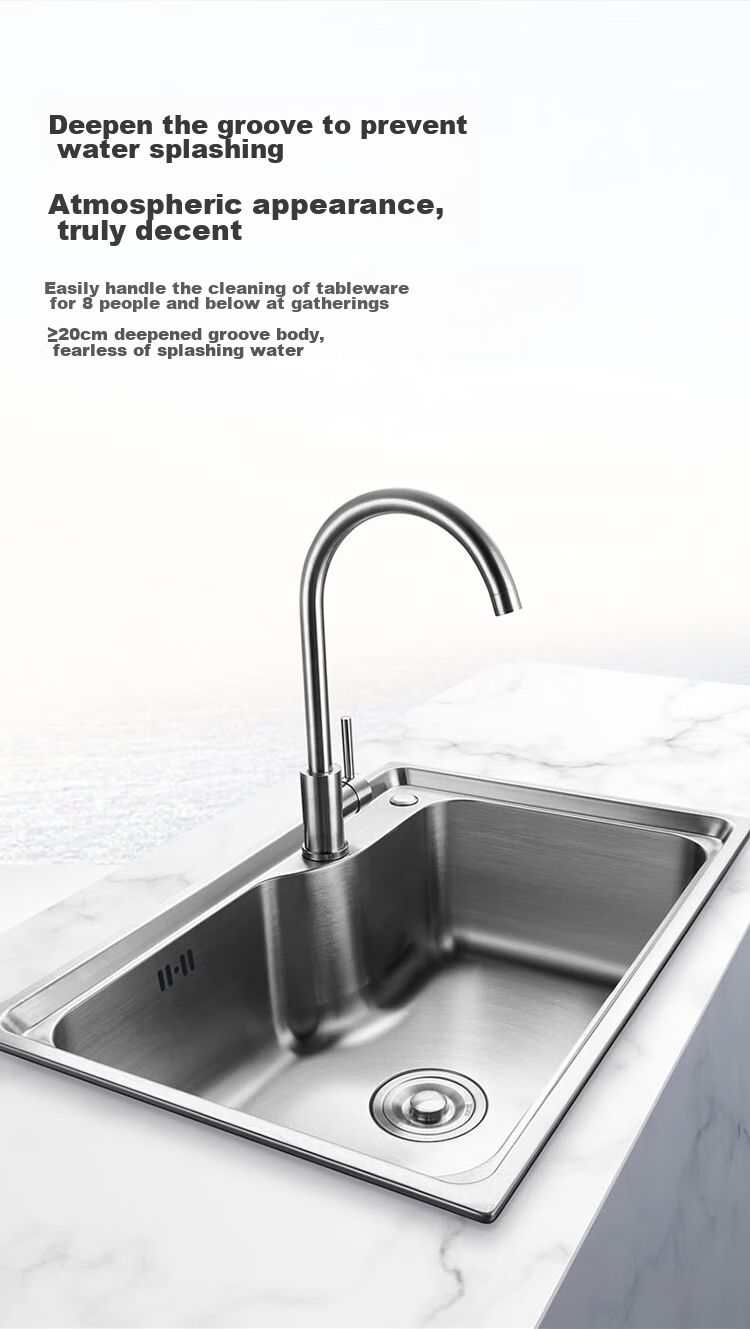VATTI Kitchen Sink S1, Large Single Bowl Sink, Vegetable Washing Basin, Integrated Basin, 304 Stainless Steel Dishwashing Sink, Tabletop Or Countertop Installation Available 6