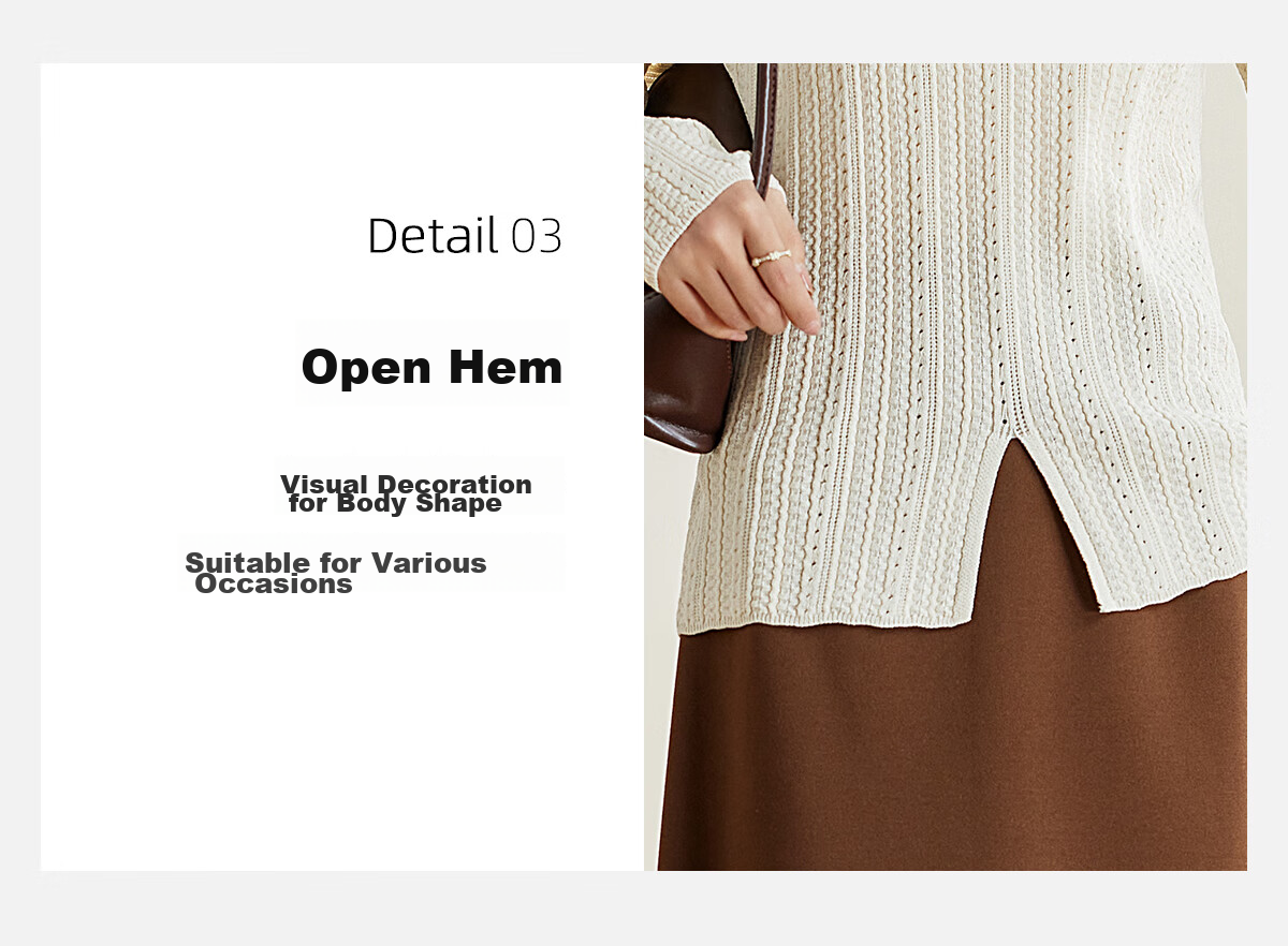 PinCai Women's Knit Sweater, Spring And Autumn Thin Style, Niche V-Neck Split Knit Top, Loose Inner Layer Base Shirt P143Z3008 14