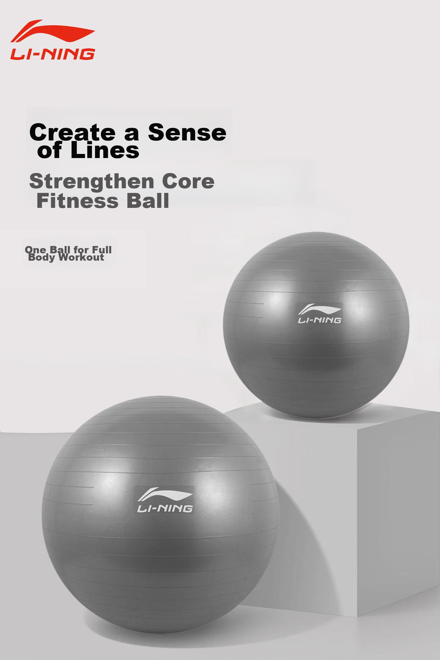 Li-Ning Yoga Ball, Fitness 75cm, Adult Training, Elastic Thickened, Professional Anti-Burst, Non-Slip, Pressure-Resistant Equipment 1