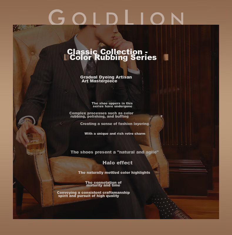 Goldlion Men's Shoes, Business Formal Shoes, Retro Classic Hand-Rubbed Cowhide Derby Shoes, 55013044494A, Black And Gray, Size 41 1