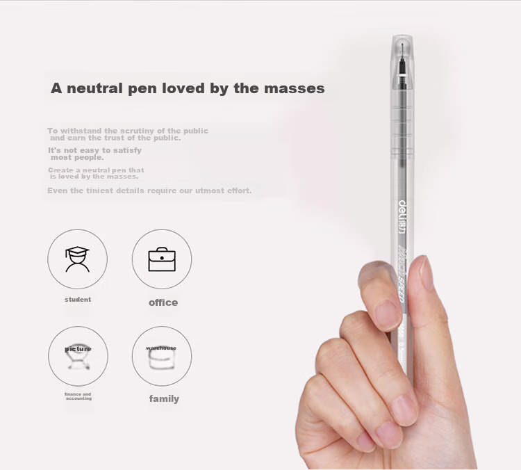 Deli Black Gel Pen, 0.5mm Full Needle Tip, Office Supplies, 40 Pens/Tube, 33107, Gaokao Exam 2