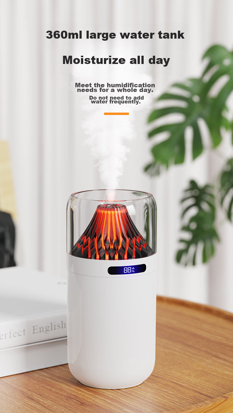 Kelleia USB Humidifier for Car, Bedroom, Quiet Operation, Baby, Office Desk, Large Capacity, Smart Digital Display, Night Light, Large Mist Spray, Power-Off Protection Humidifier, White - Rechargeable Model 9