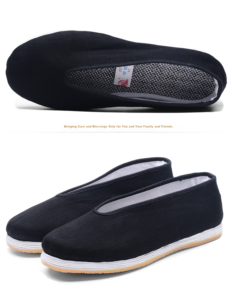 BUS HEYUAN Traditional Thousand-Layer Slip-On Odor-Resistant Old Beijing Cloth Shoes Casual Middle-Aged And Elderly Men's Shoes with Cowhide Sole YW3PT Size 40 14