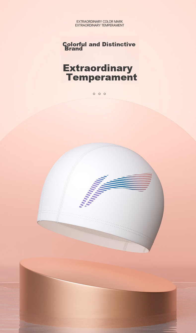 Li-Ning Swimming Cap for Men And Women, Simple Design, PU Coated Long Hair Waterproof Swim Cap, Ear Protection Comfortable Non-Binding LNMT619-2 Pink 7