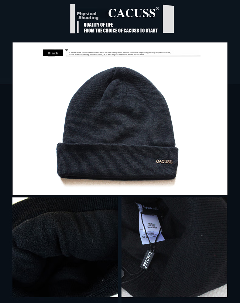 CACUSS Wool Knit Hat for Men, Thick Warm Ear Protection Cap for Autumn And Winter, Large Head Circumference Pullover Knit Hat, Cold Weather Cap 12