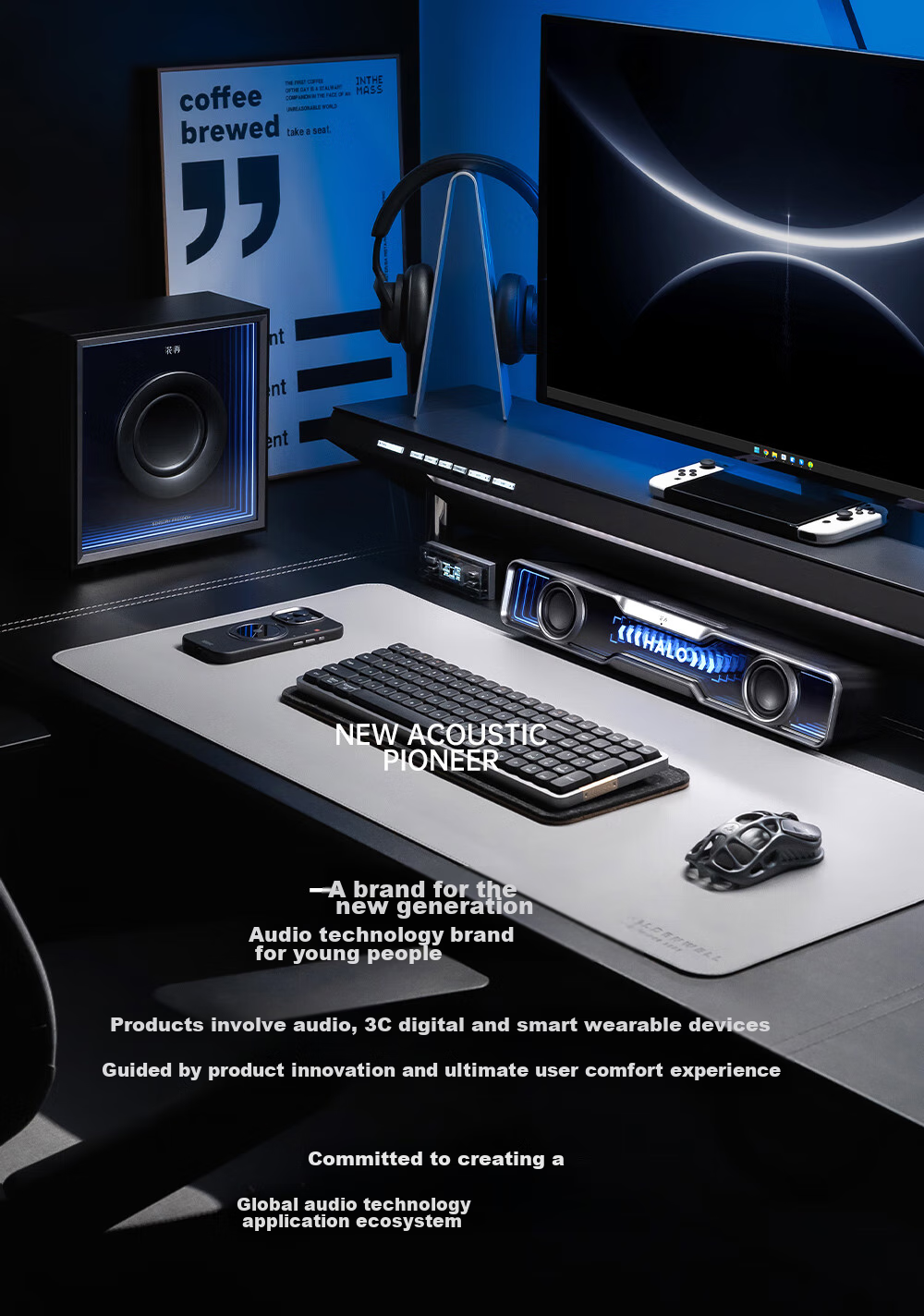 EDIFIER Halo Soundbar Max Computer Speakers, Abyss Ambient Light, Desktop PS5 Gaming Speakers, Dawn White 21