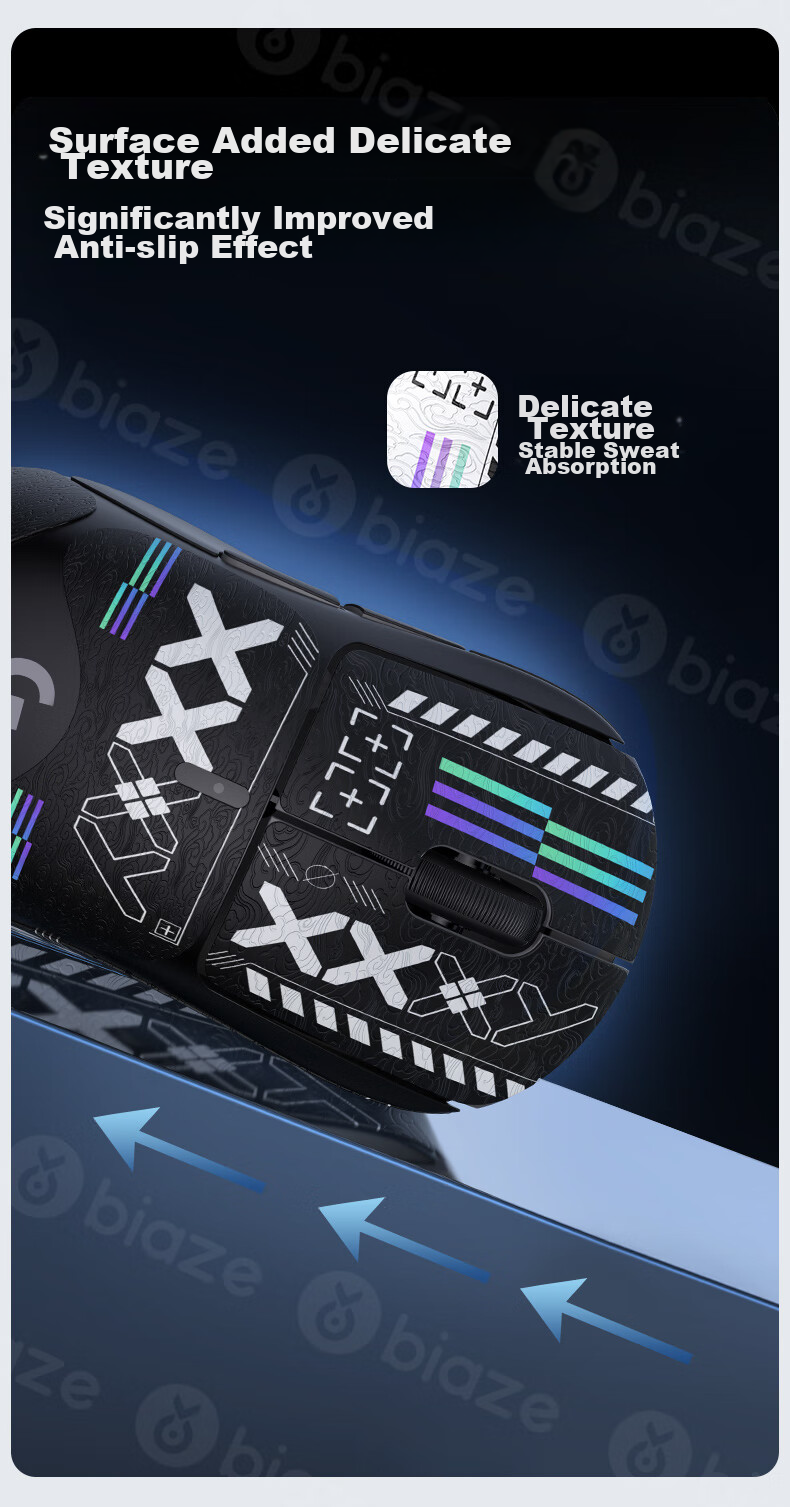 BIAZE GPW Anti-Slip Sticker, First Generation Dedicated Sweat-Proof Side Adhesive for Hands, GPW1 Sticker, Dog Shit King Gaming Wireless Mouse Pad, Frosted Non-Slip Sweat-Proof Rainbow Full Coverage 4