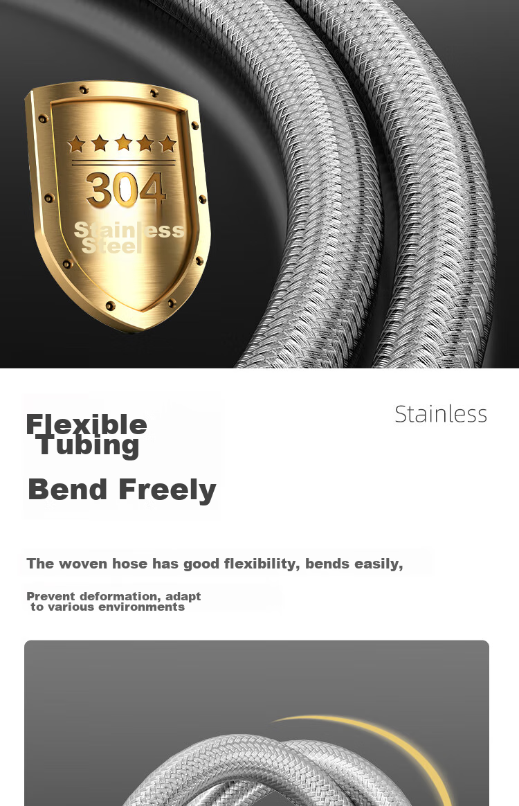 MEJUE Stainless Steel Braided Flexible Hose for Inlet Water Supply to Sink And Bathtub, Hot And Cold Water Hose, 100cm*2 Pieces Z-04421 5