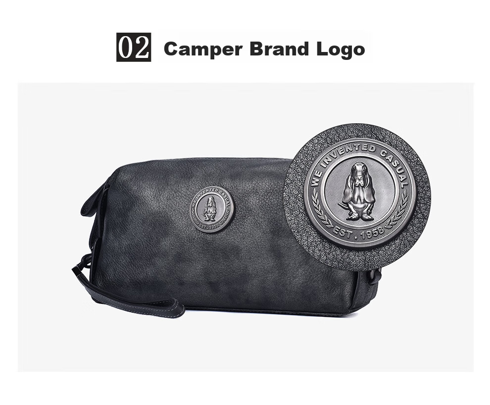 Hush Puppies Handbag, Top-Grain Leather, Large Capacity, Casual Business Men's Bag, Silver Gray Color, Birthday Gift for Boyfriend 4