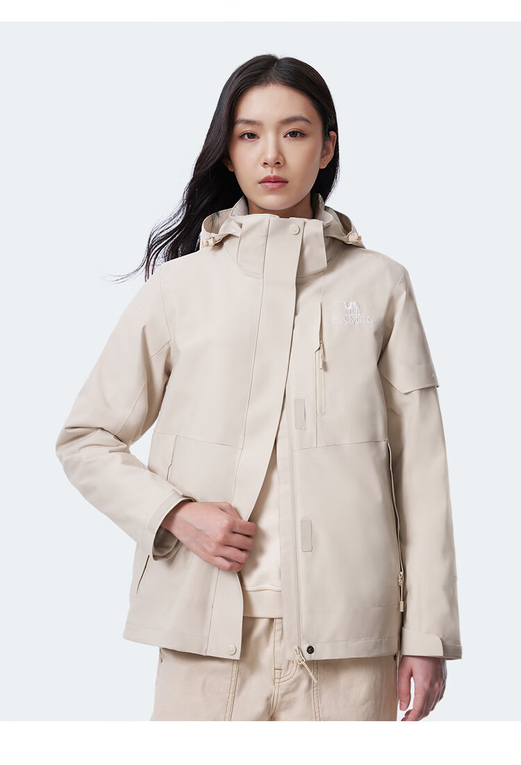 CAMEL Outdoor Jacket for Men And Women, 3-In Fleece-Lined Windproof Two-Piece Set, Autumn And Winter Coat, A13CA46174, XL 25