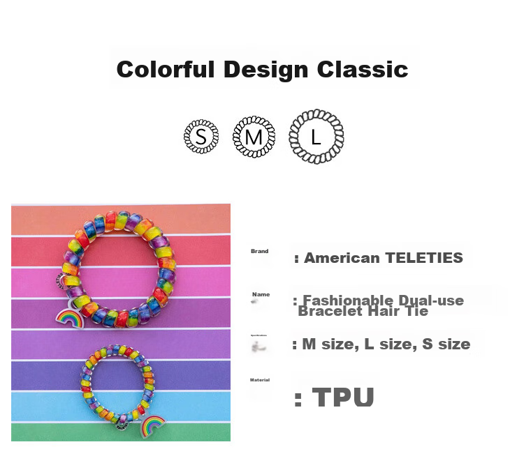 TELETIES American Imported Telephone Cord Organizer, Telie Ring, TT Ring, Cord Holder, Birthday Gift for Women, Rainbow Color, Size L 5