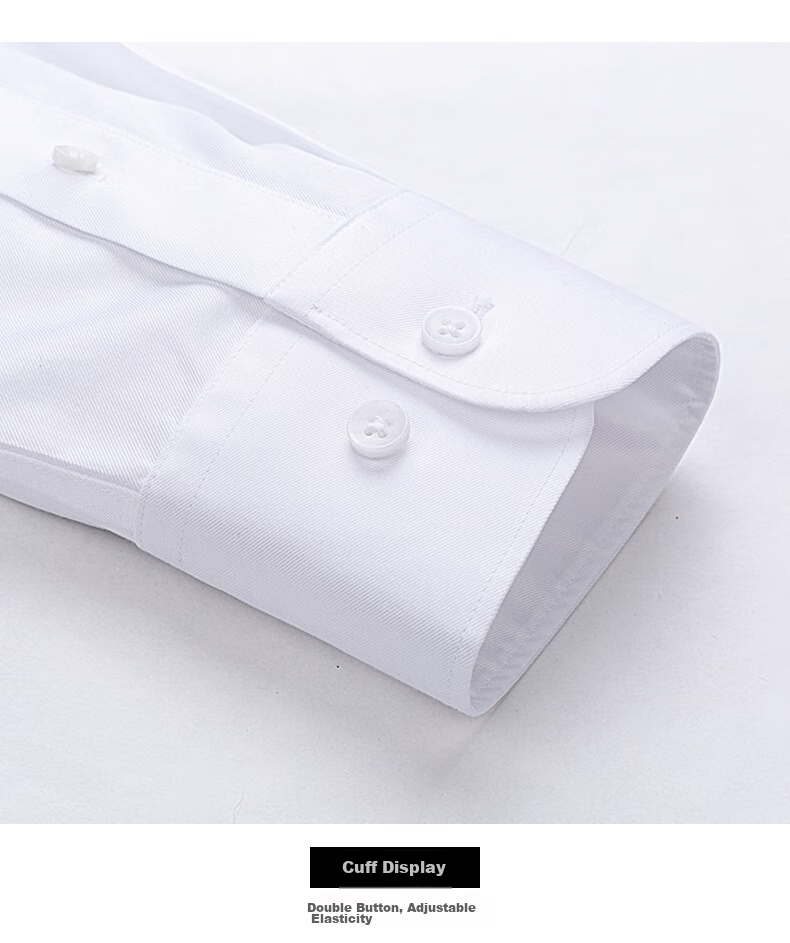 FIRS Long-Sleeve Shirt for Men, DP Wrinkle-Free Dress Shirt, Business Casual Work Pure Cotton White Shirt, Plain White, Size 38 16