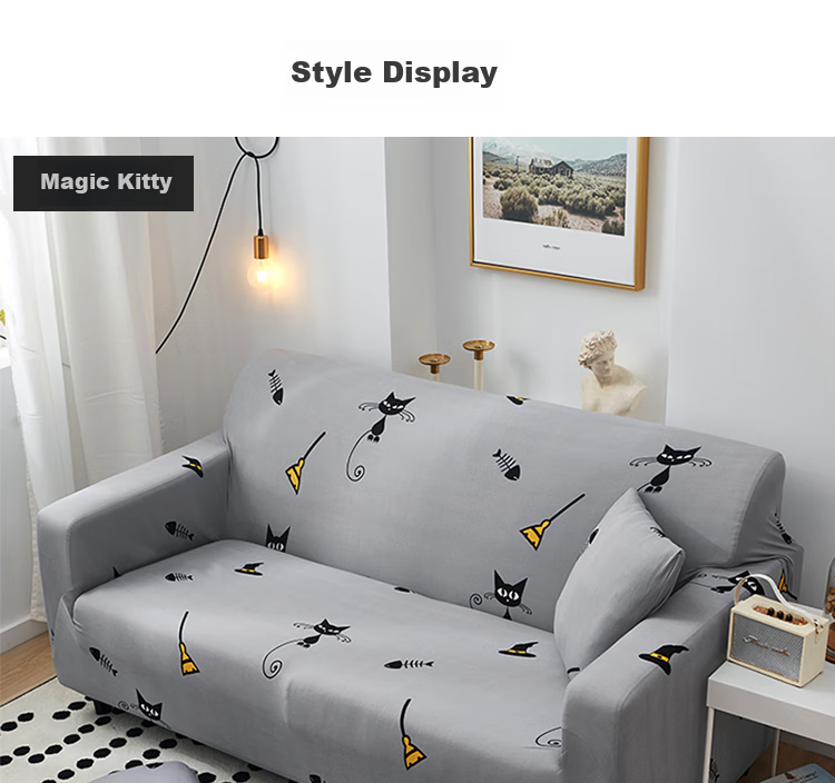 Quatrefoil Elastic Sofa Cover Slipcover Full Wrap Sofa Cushion Cover, Deep Space Gray, Suitable for Two-Seater 145-185cm 13