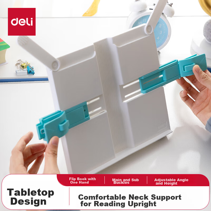 Deli Multifunctional Reading Stand, Extendable Foldable Portable Book Holder, Children's Posture Correction Book Clip, Student Back-To Stationery, Birthday Gift for Boys And Girls
