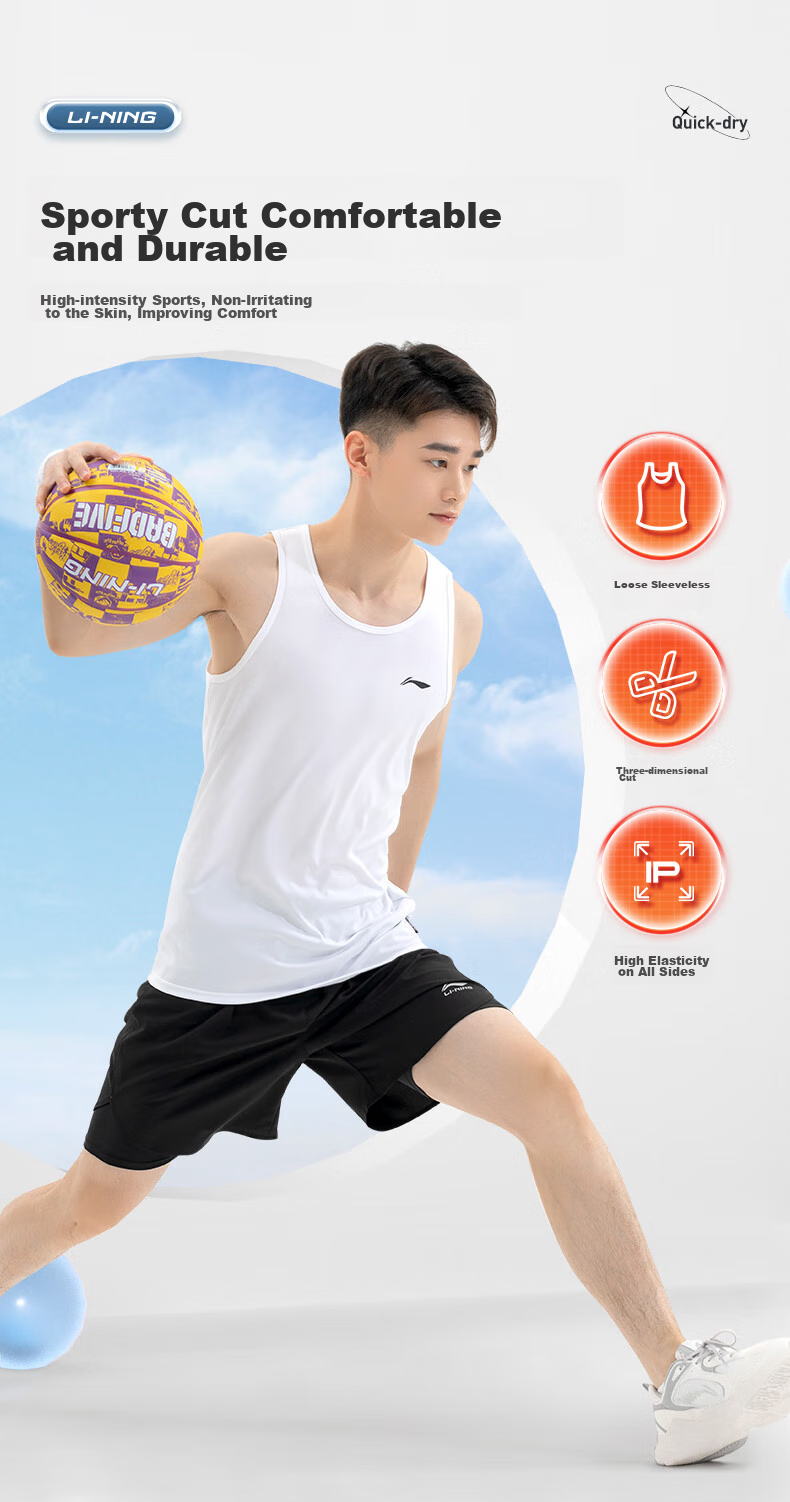 Li-Ning Tank Top for Running, Summer Style, Unisex Fitness Workout Breathable Cool Sleeveless Top Base Layer Martial Arts Sports Vest 6