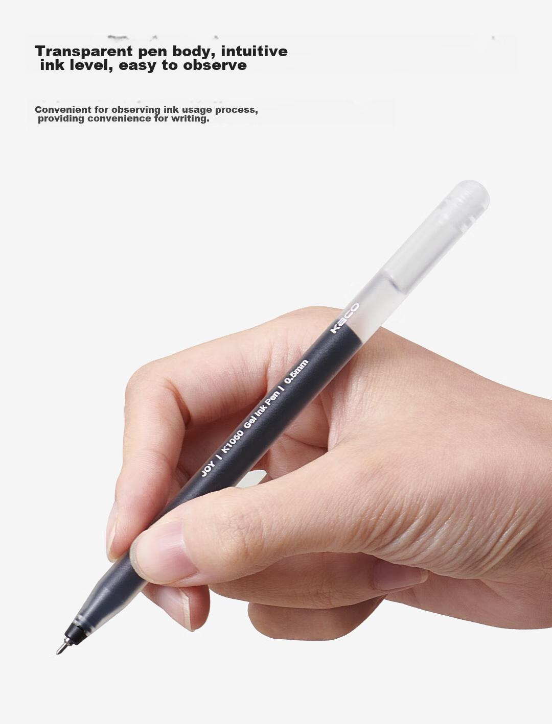 KACO JOY 0.5mm Black Gel Pen 3-Pack Quick-Dry Waterproof Fade-Resistant for Homework Exam Note-Taking 11