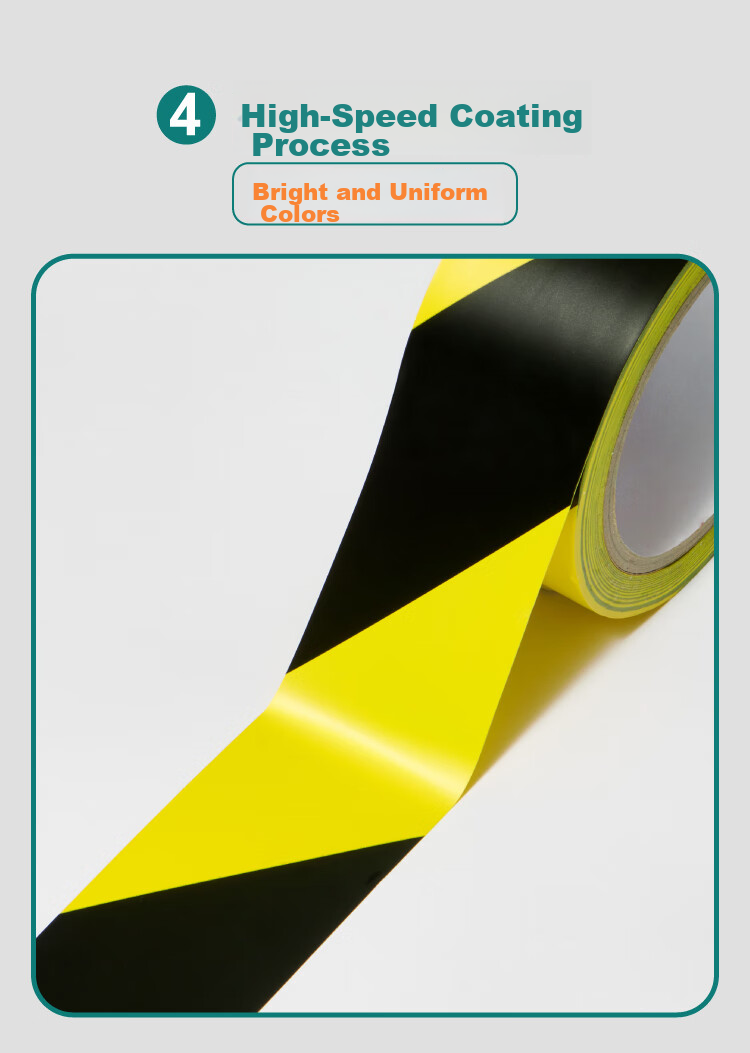 Polar Bear Thickened PVC Yellow And Black Safety Warning Tape, 48mm*25y, 4 Rolls, Waterproof Ground Marking Line, Typhoon Warning Isolation Belt, Factory Floor 5S Positioning PVC-051Y 11
