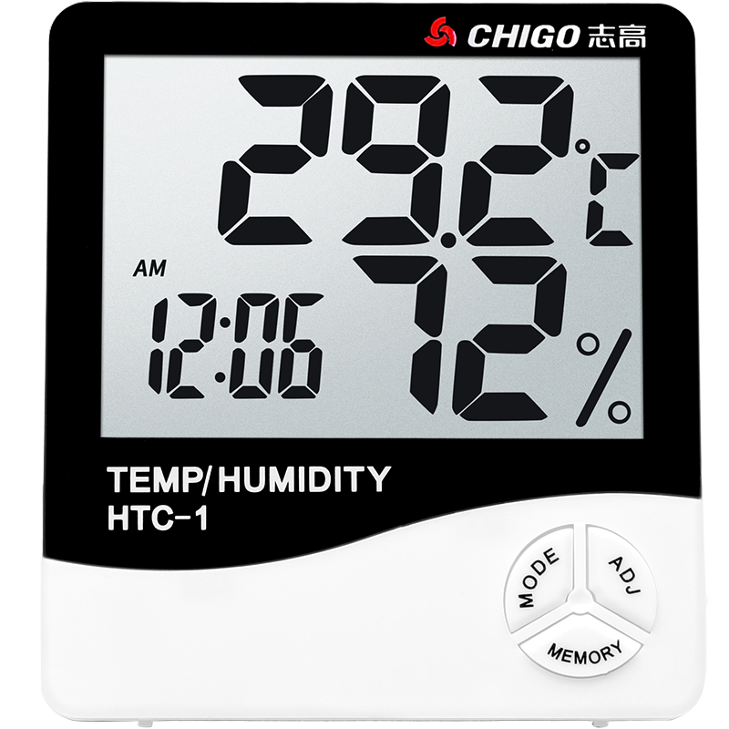 CHIGO Home Electronic Thermometer And Hygrometer for Indoor Office, Baby Room, Time Alarm Clock HTC-1 ABS