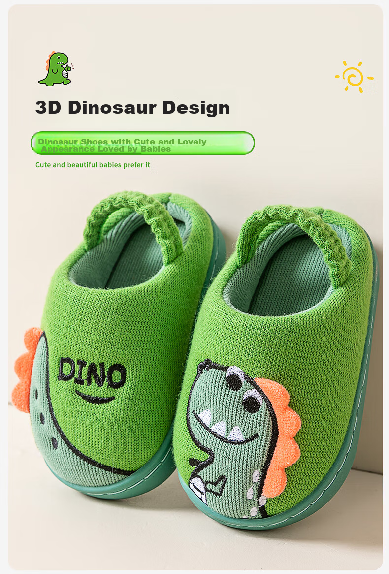 Zhubaba Baby Cotton Slippers, Indoor Home Use, Warm And Non-Slip, for Infants And Toddlers, Autumn Boys Girls, Fall And Winter Cotton Slippers, Green, Size 150 8