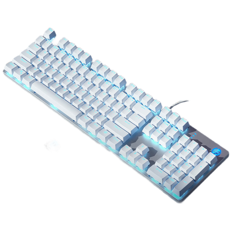 HP GK400F Mechanical Keyboard, Wired for Office And Gaming, Compatible with Desktop And Laptop Computers, Silver White Tea Switches, 104 Keys