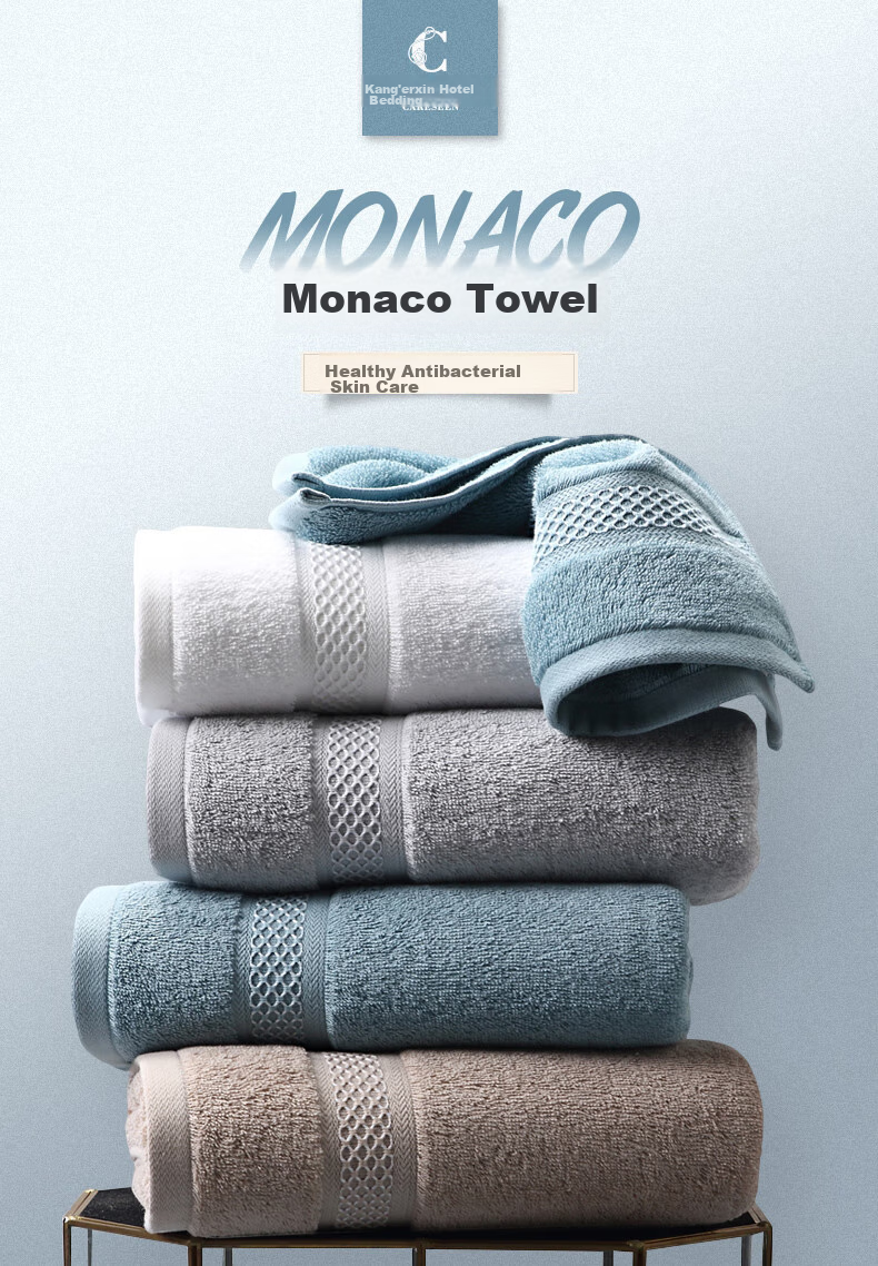 Canasin Pure Cotton Antibacterial Towel, Soft And Absorbent, Five-Star Hotel Face Washing Sports Towel, Single Pack, Silver Gray, 180g 1
