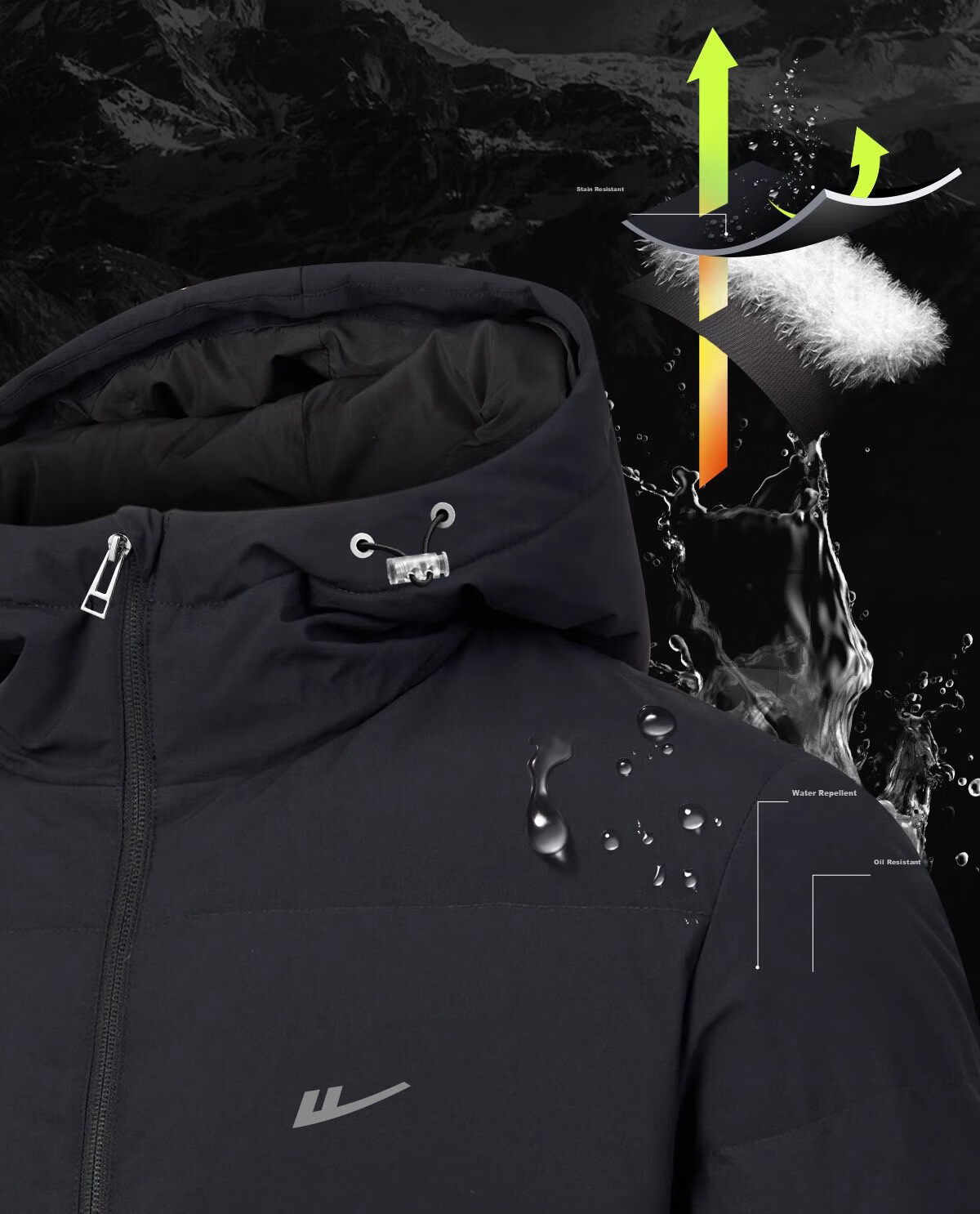 Warrior Cotton Padded Jacket for Men, Versatile Hooded Coat, Winter Warmth, Thickened Cotton Clothing, Casual Puffer Jacket, Black, Size M 6