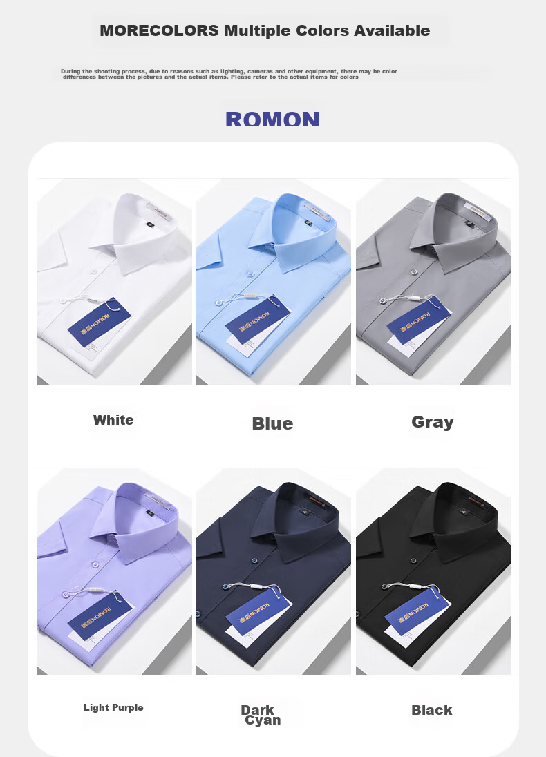ROMON [Wrinkle-Resistant Modal] Wrinkle-Free Short-Sleeve Shirt Men's Top Casual Business Professional Formal White Dress Shirt Jacket 8