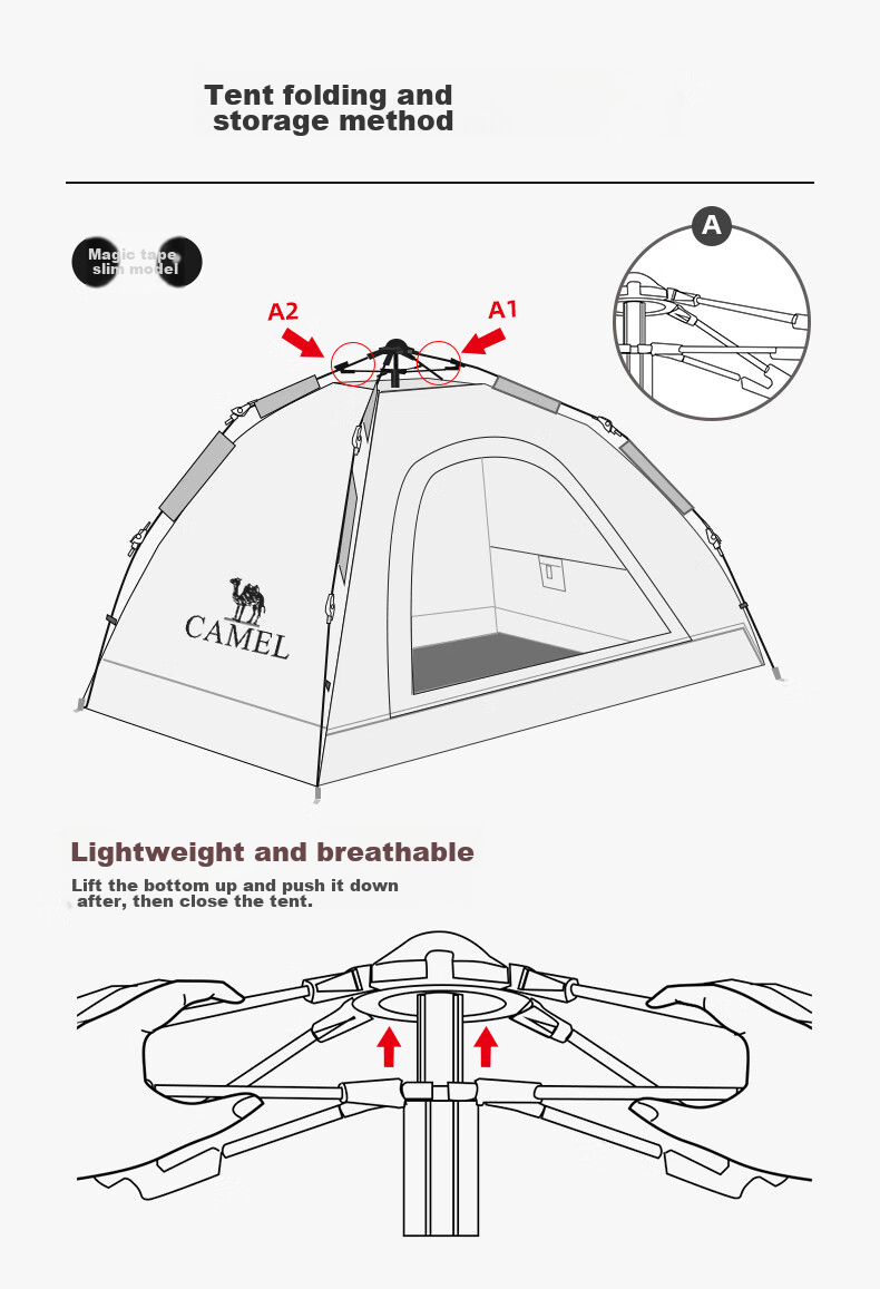 CAMEL Xiaoyao Pro Camping Automatic Tent, Outdoor Portable Folding Camping Canopy Sunshade, 133BANA027-2 20