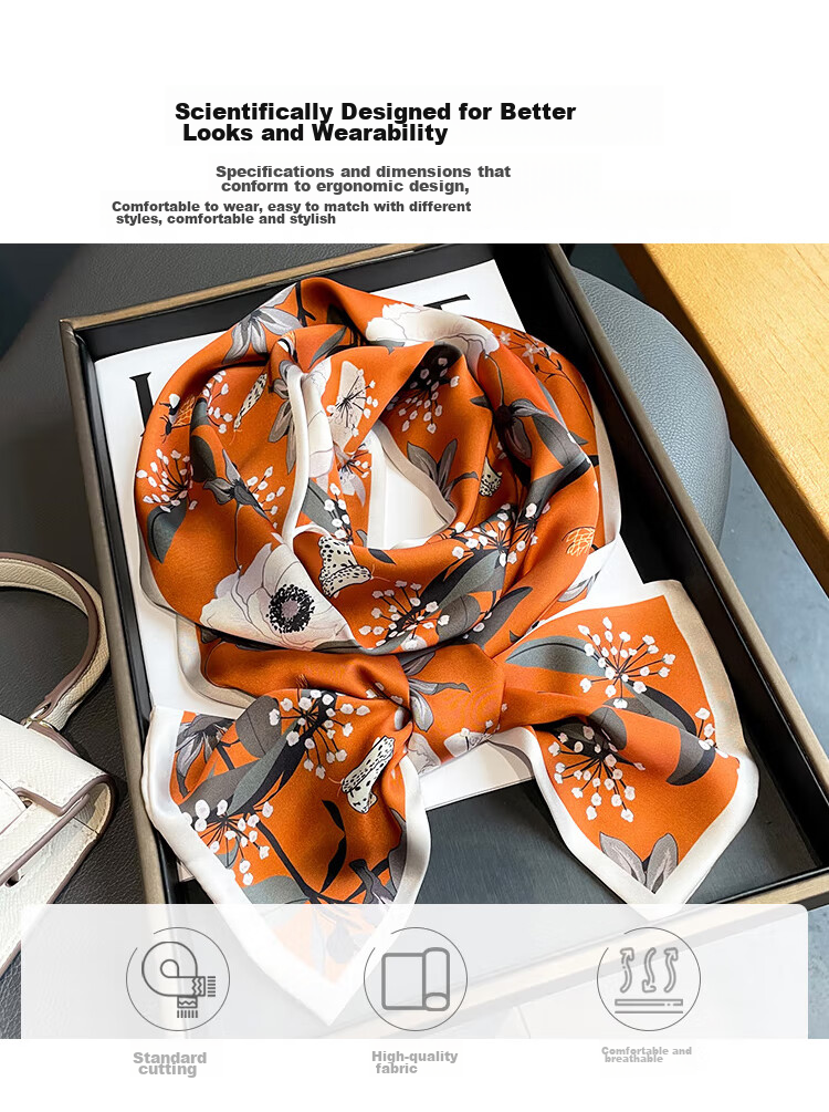 GLO-STORY Women's Scarf Korean Style Long Versatile Floral Square Scarf Gift for Mom Mother's Day Birthday Gift Box Set 4