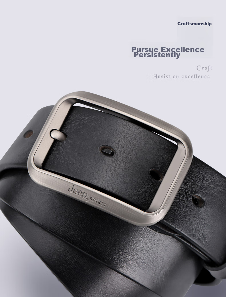 JEEP SPIRIT Men's Belt, Top-Grain Leather, Fashionable Pin Buckle, Suitable for Young And Middle-Aged Men, Gift for Boyfriend, Husband, Father's Day Present 5